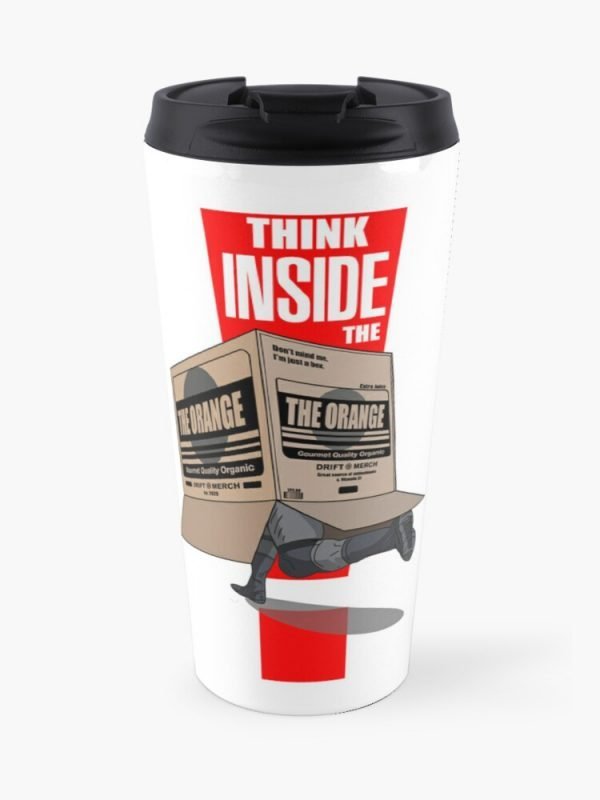 Think Inside the Box Solid Snake Metal Gear Solid Cardboard Box Travel Mug Center View