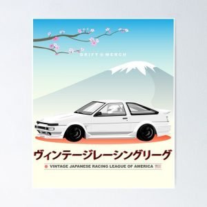 Vintage Japanese Racing League of America Retro Motorsport AE86 Poster