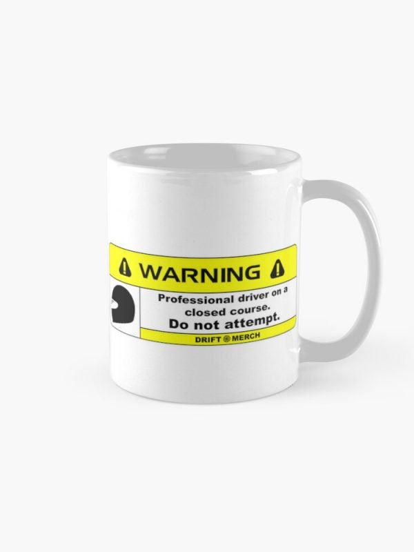 WARNING Professional Driver On A Closed Course Mug Right Hand Grip