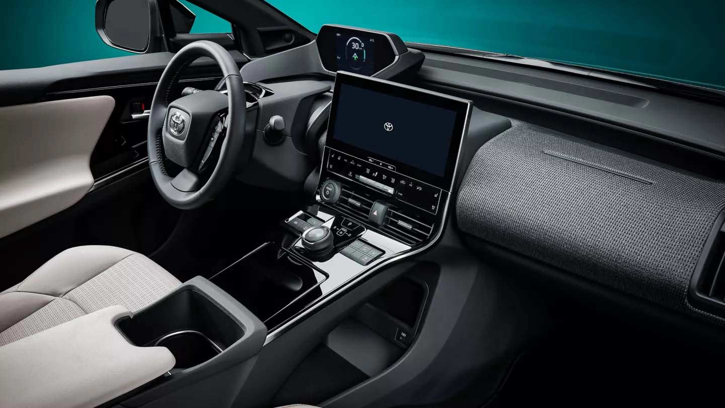Toyota bz4x interior view of the dash