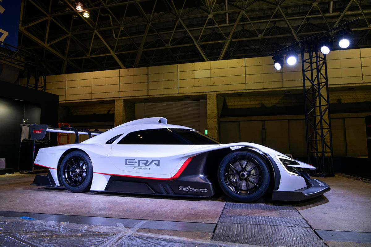 Subaru STI E-RA Concept Race Car Side View at 2022 Tokyo Auto Salon